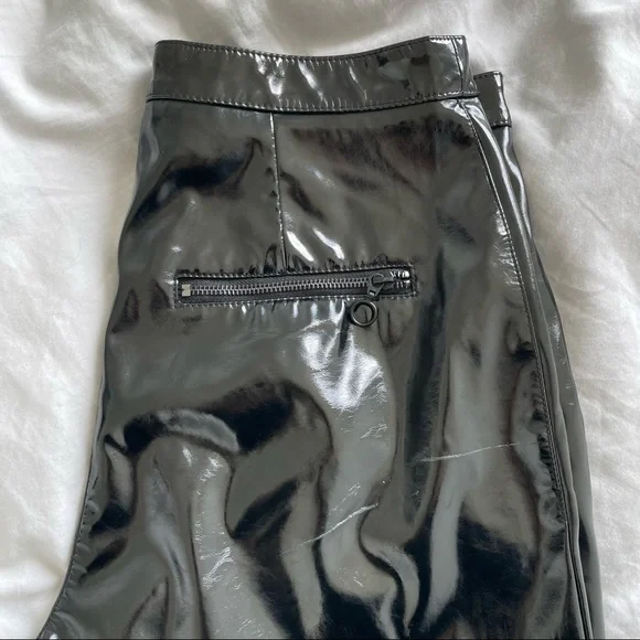 H&M Faux Leather High-Waisted Pants - Straight Leg - Picture 3 of 9